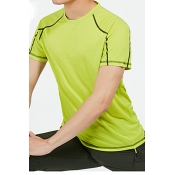 Lovely Casual O Neck Patchwork Green T-shirt