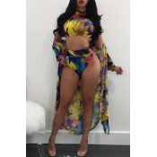LW Round Neck Tie-dye Three-piece Swimsuit