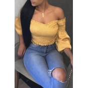 Lovely Casual Off The Shoulder Yellow Blouse