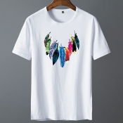 Lovely Leisure O Neck Printed White T-shirt