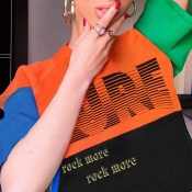 Lovely Casual O Neck Letter Printed Orange T-shirt