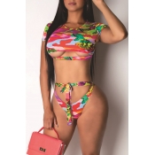 Lovely Hollow-out Multicolor Two-piece Swimwear
