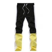 Lovely Casual Patchwork Drawstring Yellow Pants