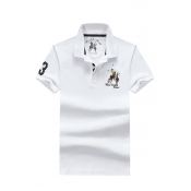 Lovely Casual Embroidered Design White Polo Shirts