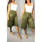 Lovely Casual High Waist Army Green Loose Shorts