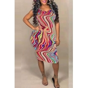 LW Bohemian Tie-dye Print Multicolor Mini Dress