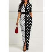 Lovely Casual Dot Printed Patchwork Black Floor Le