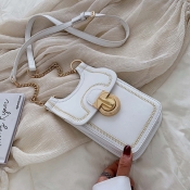 Lovely Stylish Patchwork White PU Messenger Bag