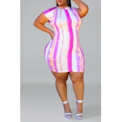 Lovely Casual Striped Printed Multicolor Mini Dres