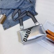 Lovely Stylish Letter Printed Silver PU Crossbody 