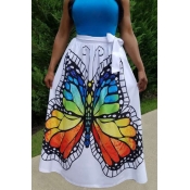Lovely Sweet Butterfly Printed White Floor Length 