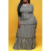 Lovely Casual Striped Black And White Floor Length