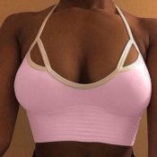 Lovely Sexy Halter Neck Hollow-out Pink Layers