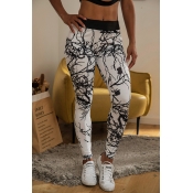 Lovely Casual Printed Patchwork White Leggings