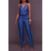 Lovely Trendy Sleeveless Blue One-piece Jumpsuit