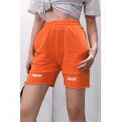 Lovely Sportswear Printed Patchwork Orange Shorts
