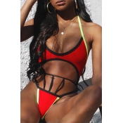 Lovely Hollow-out Red One-piece Swimwear