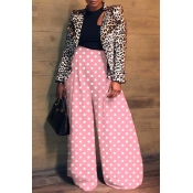 Lovely Casual Dot Printed Loose Pink Pants