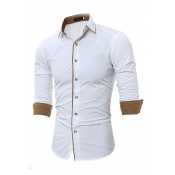 Lovely Casual Turndown Collar Buttons Design White