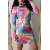 Lovely Casual Turtleneck Printed Multicolor Mini D