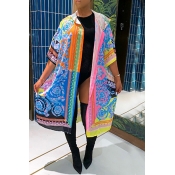 Lovely Casual Printed Multicolor Coat