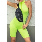 Lovely Zipper Design Green One-piece Romper