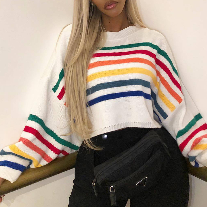 Lovely Trendy Striped White Sweaters