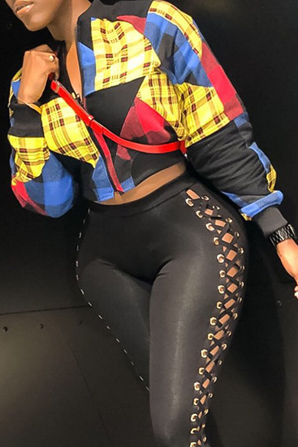 LW Plaid Print Patchwork Jacket