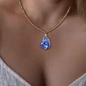 Lovely Trendy Blue Alloy Necklace