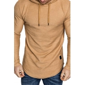 Lovely Trendy Hooded Collar Khaki T-shirt