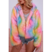 Lovely Casual Hooded Collar Multicolor Coat