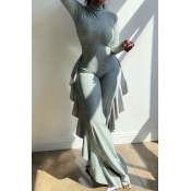 LW Trendy Flounce Design Grey One-piece Jumpsuit