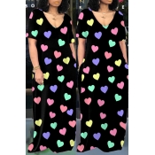 Lovely Casual Printed Black Floor Length Dress