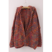 Lovely Leisure Hooded Collar Multicolor Cardigans
