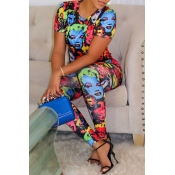 Lovely Casual Printed Mulricolor Two-piece Pants S