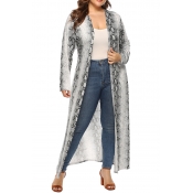 Lovely Casual Printed Grey Plus Size Coat
