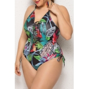 Lovely Backless Printed Multicolor One-piece Swimw