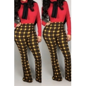 Lovely Work Plaid Printed Yellow Pants