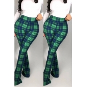 Lovely Work Plaid Printed Green Pants