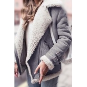 Lovely Casual Patchwork Grey Coat