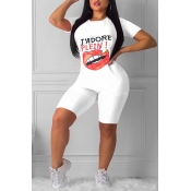 Lovely Leisure Big Mouth Printed White Two-piece S