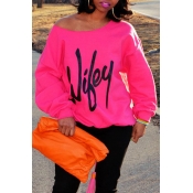 Lovely Casual Letter Printed Rose Red Sweatshirt H