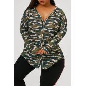 Lovely Casual V Neck Multicolor Plus Size Coat
