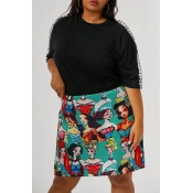 Lovely Casual Printed Multicolor Plus Size Skirts