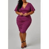 Lovely Trendy One Shoulder Wine Red Knee Length Pl