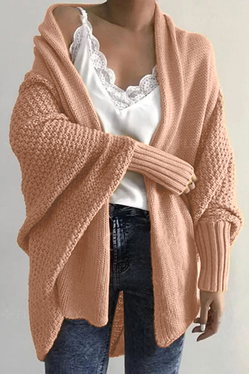 Lovely Batwing Sleeve Army Pink Cardigan