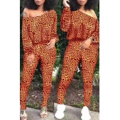 Lovely Casual Leopard Printed Croci Two-piece Pant