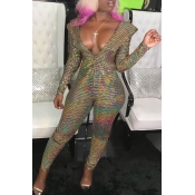 Lovely Trendy Deep V Neck Multicolor One-piece Jum