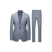 Lovely Trendy Turndown Collar Grey Two-piece Pants