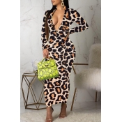 Lovely Casual Leopard Printed Ankle Length Dress